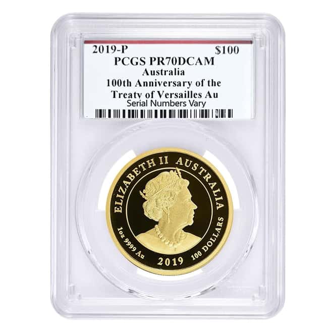 2019 1 oz Australia Treaty of Versailles 100th Ann. Proof Gold Coin PCGS PF 70 DCAM