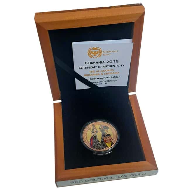 2019 1 oz Britannia & Germania The Allegories Red & Yellow Gold Silver Coin