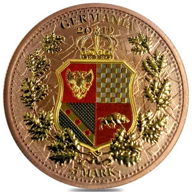 2019 1 oz Britannia & Germania The Allegories Red & Yellow Gold Silver Coin