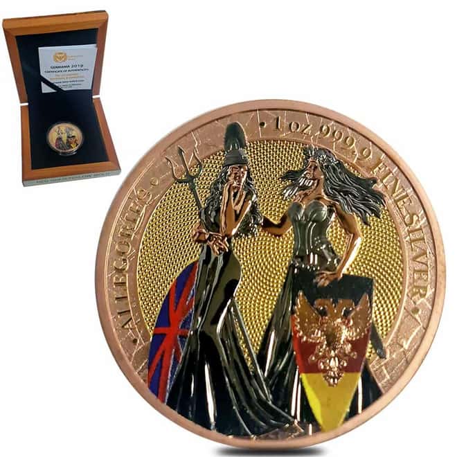 2019 1 oz Britannia & Germania The Allegories Red & Yellow Gold Silver Coin