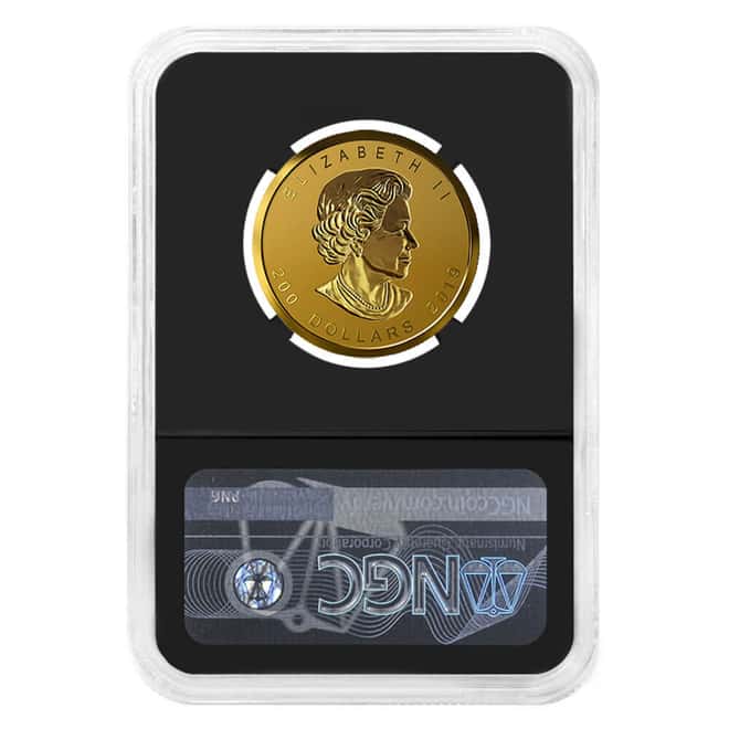 2019 1 oz Incuse Canadian Rose Gold Maple Leaf $200 Coin NGC PF 70 FDOI