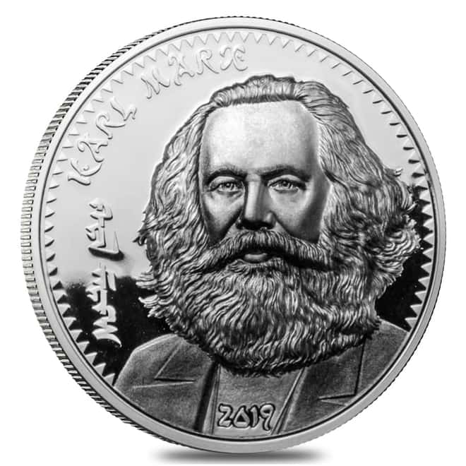 2019 1 oz Silver Karl Marx - Revolutionaries Mongolia Proof Coin (w/Box & COA)