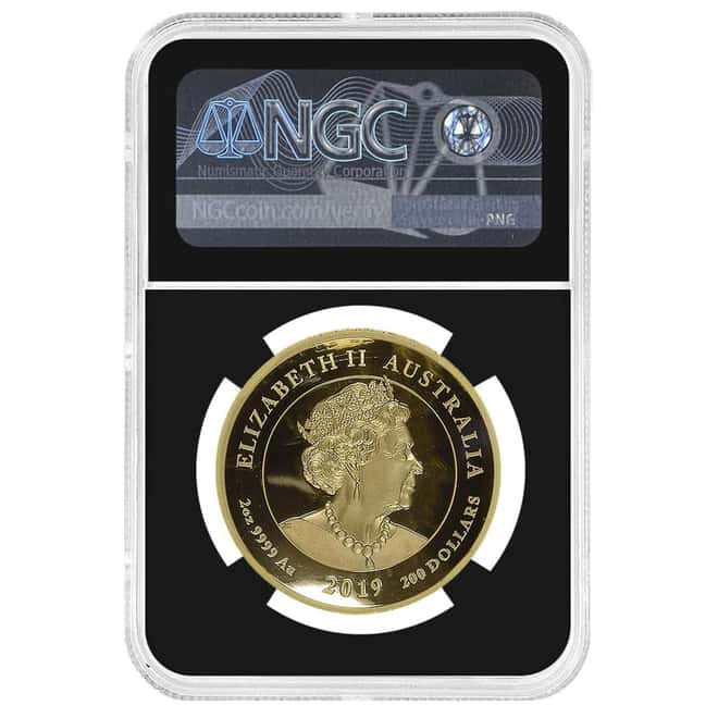 2019 2 oz Double Dragon High Relief Proof Gold Coin Perth Mint NGC PF 70 FD (w/Box & COA)