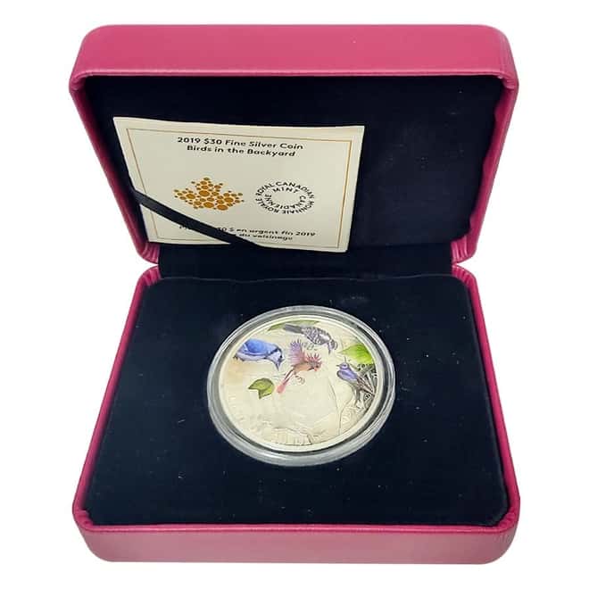 2019 2 oz Silver Canada Birds in the Backyard Colorized Coin (w/Box & COA)