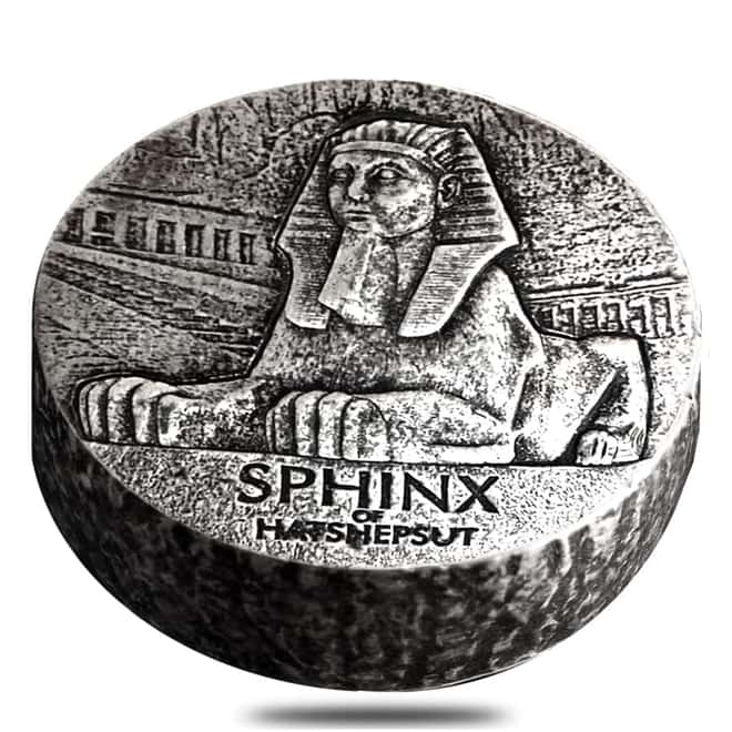 2019 5 oz Republic of Chad 3000 Francs Silver Sphinx of Hatshepsut - Egyptian Relic Series