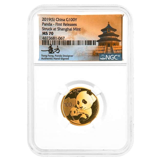 2019 8 gram Chinese Gold Panda NGC MS 70 FR (Tong Fang)