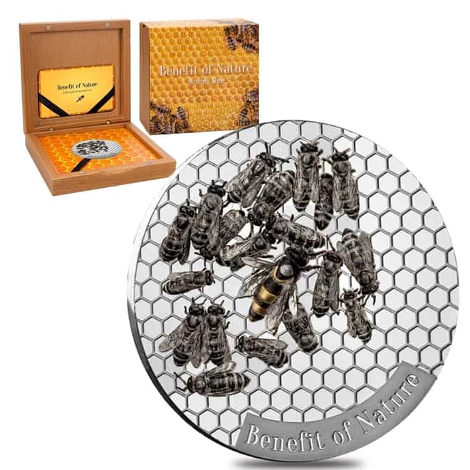2019 Cameroon 1 oz Silver Honeybee - Benefit of Nature Prooflike Coin (w/Box & COA)
