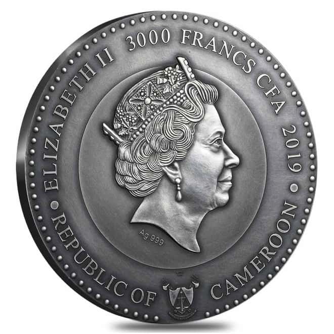 2019 Cameroon 3 oz Silver Mercury - Planets and Gods High Relief Coin (w/Box & COA)