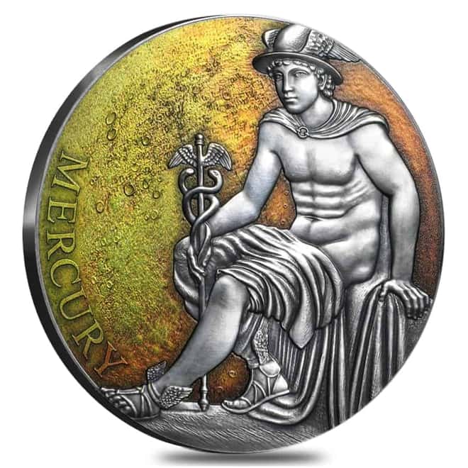 2019 Cameroon 3 oz Silver Mercury - Planets and Gods High Relief Coin (w/Box & COA)