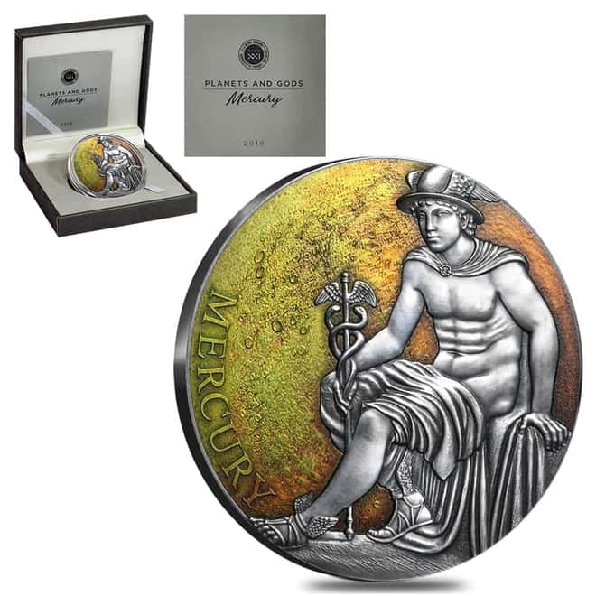 2019 Cameroon 3 oz Silver Mercury - Planets and Gods High Relief Coin (w/Box & COA)