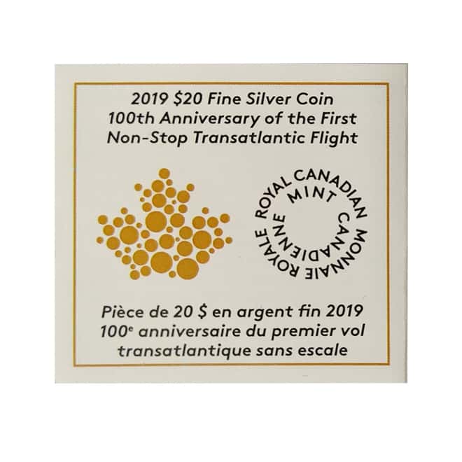2019 Canada 1 oz Silver First Non-Stop Transatlantic Flight Proof Colorized Coin (w/Box & COA)