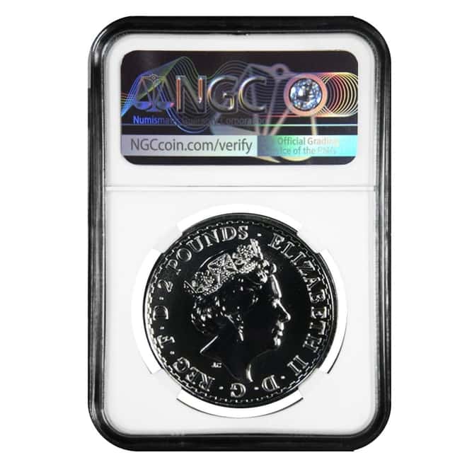 2019 Great Britain 1 oz Silver Britannia Coin NGC MS 69 Mint Error (Rev Struck Thru)