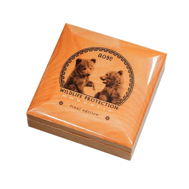 2019 Mongolia 1 oz Silver Gobi Bear - Wildlife Protection Antiqued Coin (w/Box)