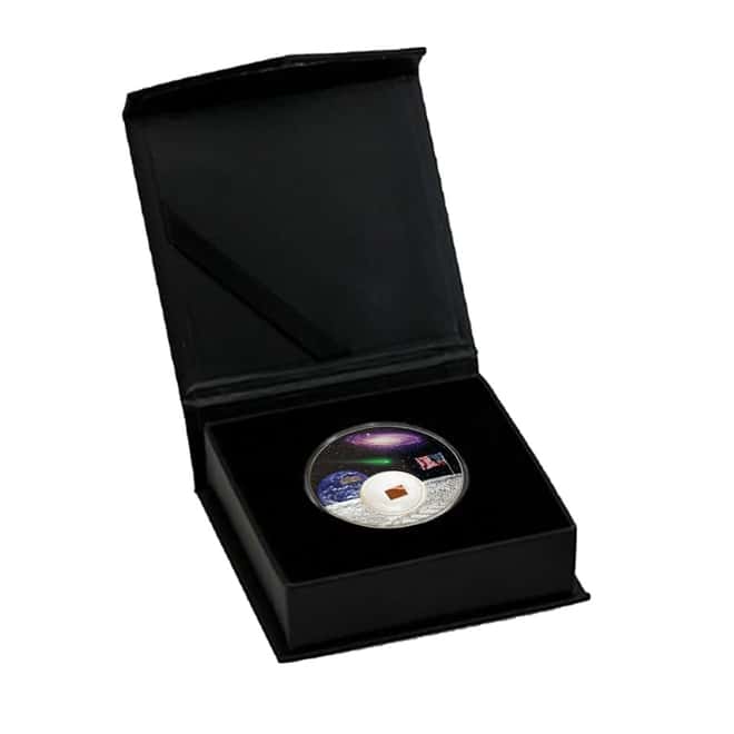 2019 Niue 1 oz Colorized Silver Moon Landing 50th Anniv. Coin (w/Box & COA)
