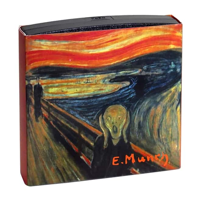 2019 Niue 1 oz Colorized Silver The Scream Edvard Munch Coin (w/Box & COA)