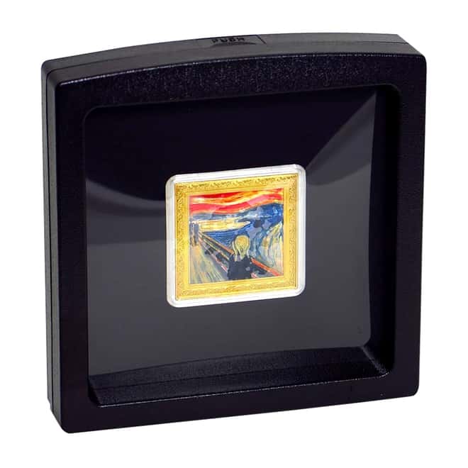 2019 Niue 1 oz Colorized Silver The Scream Edvard Munch Coin (w/Box & COA)