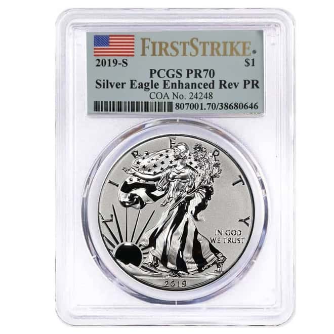 2019-S 1 oz Enhanced Reverse Proof Silver American Eagle PCGS PF 70 FS