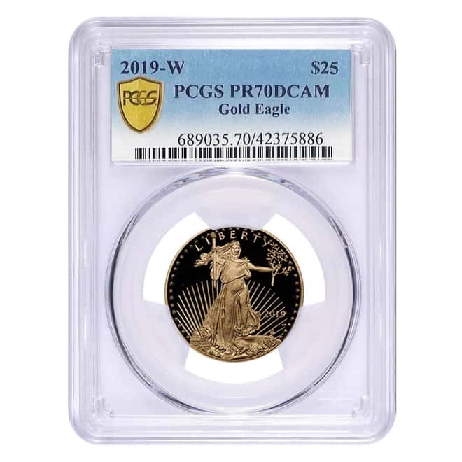 2019 W 1/2 oz $25 Proof Gold American Eagle PCGS PF 70 DCAM