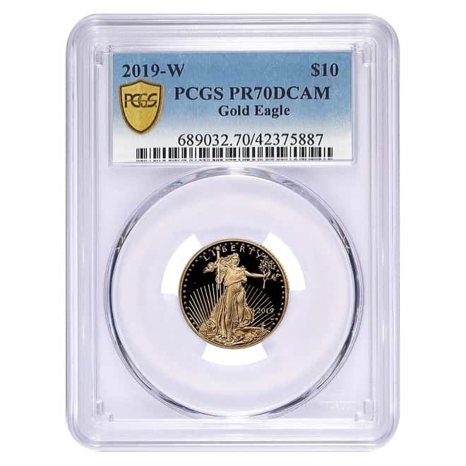 2019 W 1/4 oz $10 Proof Gold American Eagle PCGS PF 70 DCAM