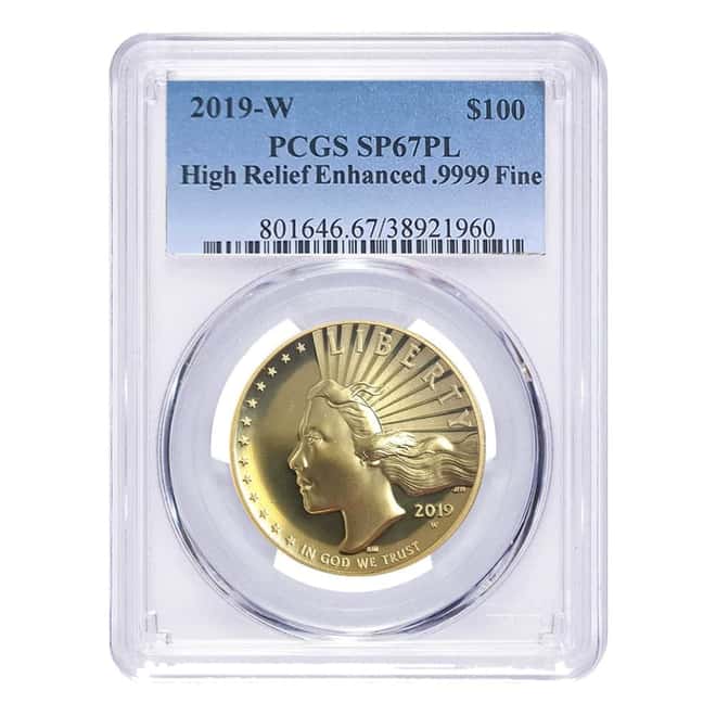2019-W 1 oz $100 American Liberty Enhanced Unc Gold Coin PCGS SP 67 PL