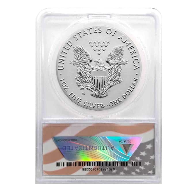 2019-W 1 oz Enhanced Reverse Proof Silver American Eagle ANACS PF 70 FD (Pride of Two Nations)