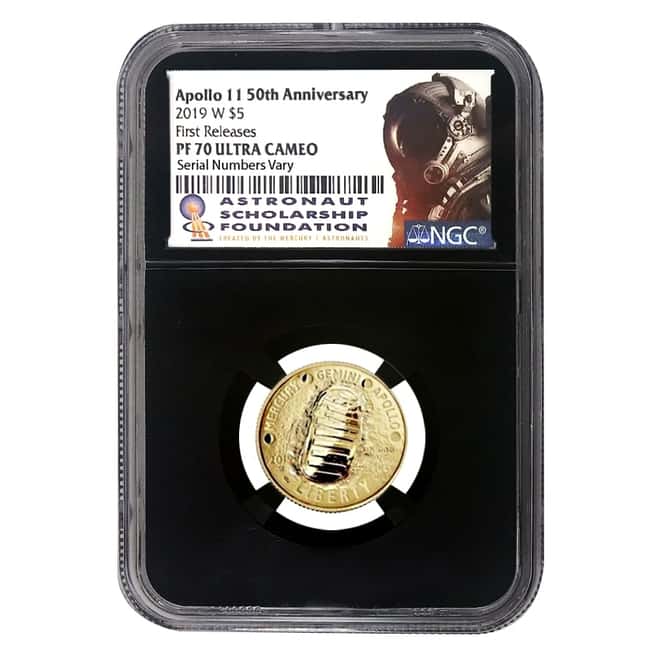 2019 W Apollo 11 50th Anniversary $5 Proof Gold Comm. NGC PF 70 FR (Retro)