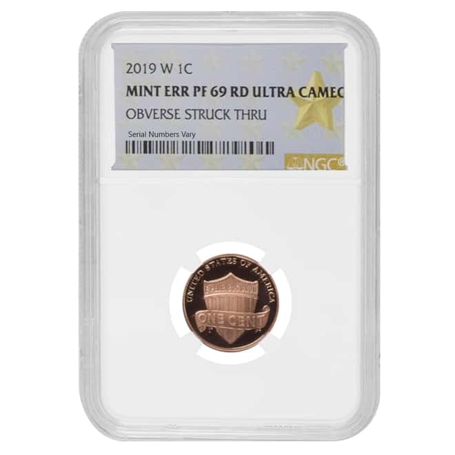 2019 W Proof Lincoln Penny Cent Comm. NGC PF 69 UCAM Mint Error (Obv Struck Thru)