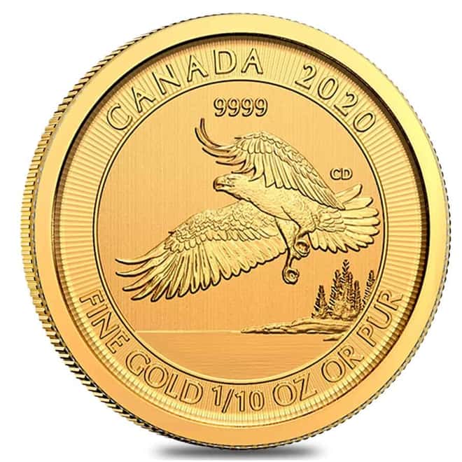 2020 1/10 oz Canadian Bald Eagle Gold Coin .9999 Fine BU (Sealed)