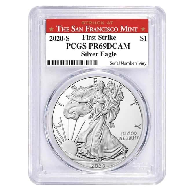 2020-S 1 oz Proof Silver American Eagle PCGS PF 69 DCAM First Strike (SF Label)