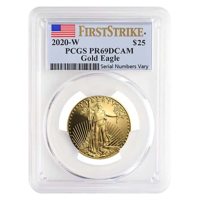2020-W 1/2 oz $25 Proof Gold American Eagle PCGS PF 69 DCAM First Strike