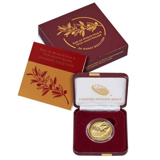 2020-W 1/2 oz End of WWII 75th Anniversary $25 Proof Gold Coin (w/Box & COA)
