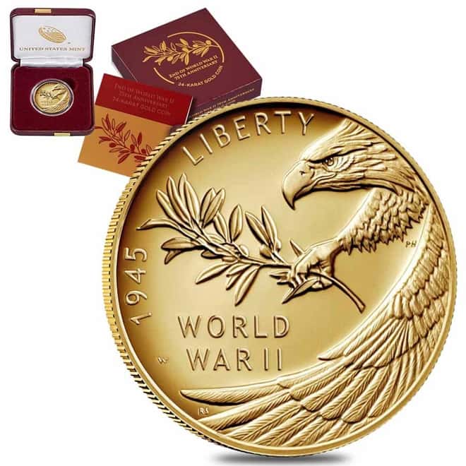 2020-W 1/2 oz End of WWII 75th Anniversary $25 Proof Gold Coin (w/Box & COA)