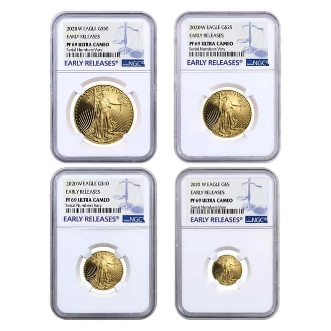 2020-W 1.85 oz Proof Gold American Eagle 4-Coin Set NGC PF 69 UCAM Early Releases