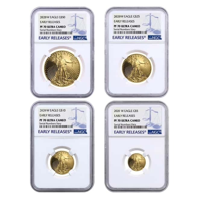 2020-W 1.85 oz Proof Gold American Eagle 4-Coin Set NGC PF 70 Early UCAM Releases 
