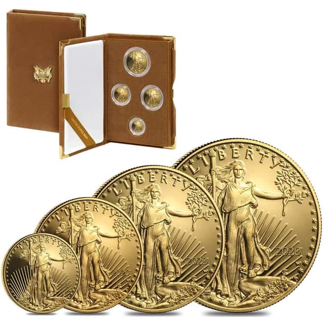2020-W 1.85 oz Proof Gold American Eagle 4-Coin Set (wBox & COA)