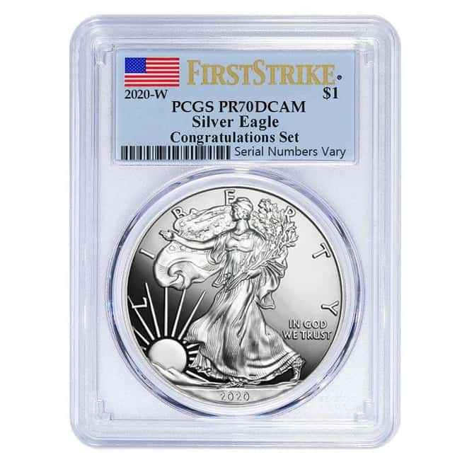 2020-W 1 oz Proof Silver American Eagle Congratulations Set PCGS PF 70 DCAM First Strike