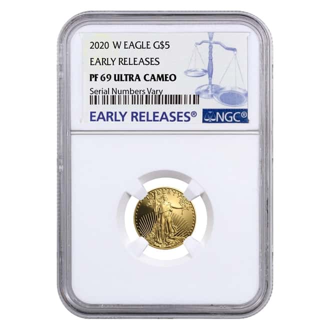 2020-W 1/10 oz $5 Proof Gold American Eagle NGC PF 69 UCAM Early Releases