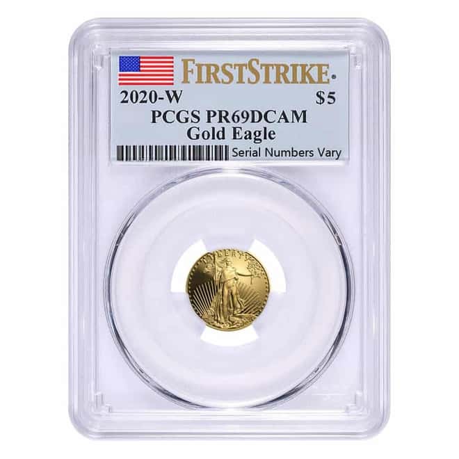 2020-W 1/10 oz $5 Proof Gold American Eagle PCGS PF 69 DCAM First Strike 