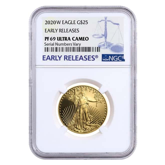 2020-W 1/2 oz $25 Proof Gold American Eagle NGC PF 69 UCAM Early Releases