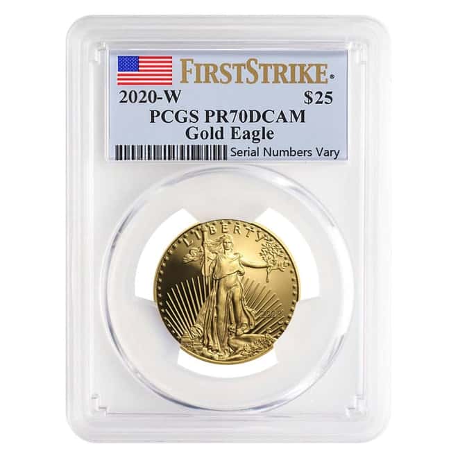 2020-W 1/2 oz $25 Proof Gold American Eagle PCGS PF 70 DCAM First Strike