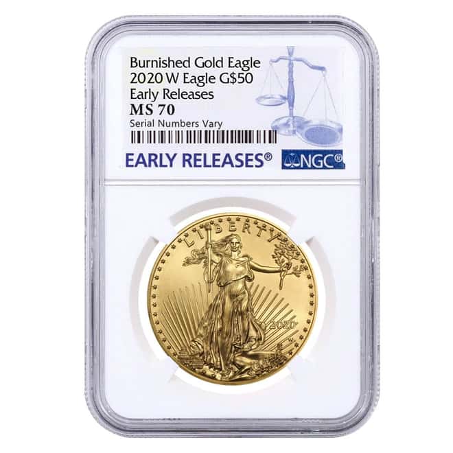 2020-W 1 oz $50 Burnished Gold American Eagle NGC MS 70 Early Releases