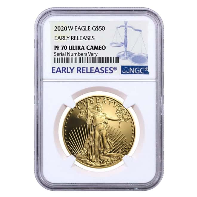 2020-W 1 oz $50 Proof Gold American Eagle NGC PF 70 UCAM Early Releases