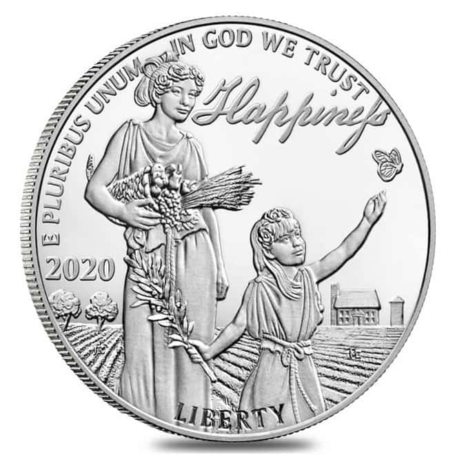 2020-W 1 oz Proof Platinum American Eagle - Happiness - Preamble to the Declaration of Independence