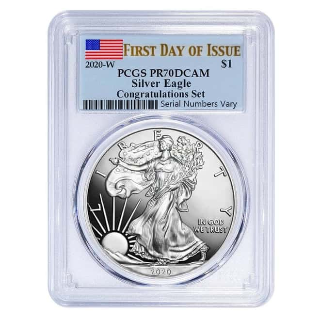 2020-W 1 oz Proof Silver American Eagle Congratulations Set PCGS PF 70 DCAM First Strike