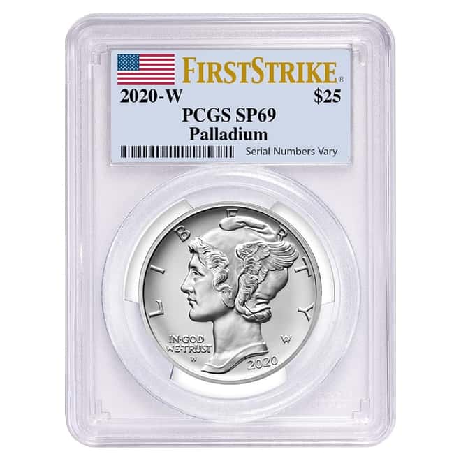 2020-W 1 oz Burnished Palladium American Eagle PCGS SP 69 FS