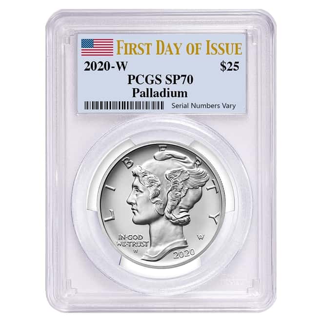 2020-W 1 oz Burnished Palladium American Eagle PCGS SP 70 FDOI