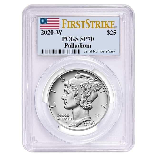 2020-W 1 oz Burnished Palladium American Eagle PCGS SP 70 FS
