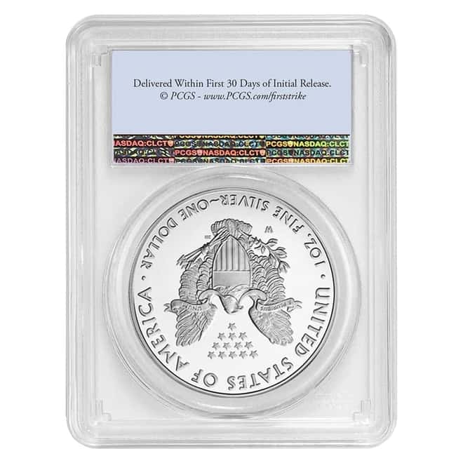 2020-W V75 Privy 1 oz Proof Silver American Eagle End of WWII 75th Anniv PCGS PF 69 FS