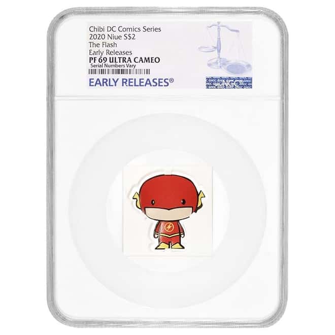 2020 1 oz Colorized Silver DC Comics - The Flash - Niue Chibi Coin Collection NGC PF 69 UCAM ER