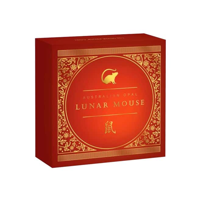 2020 1 oz Proof Silver Lunar Year of the Mouse Opal Coin Australian Perth Mint (w/Box & COA)